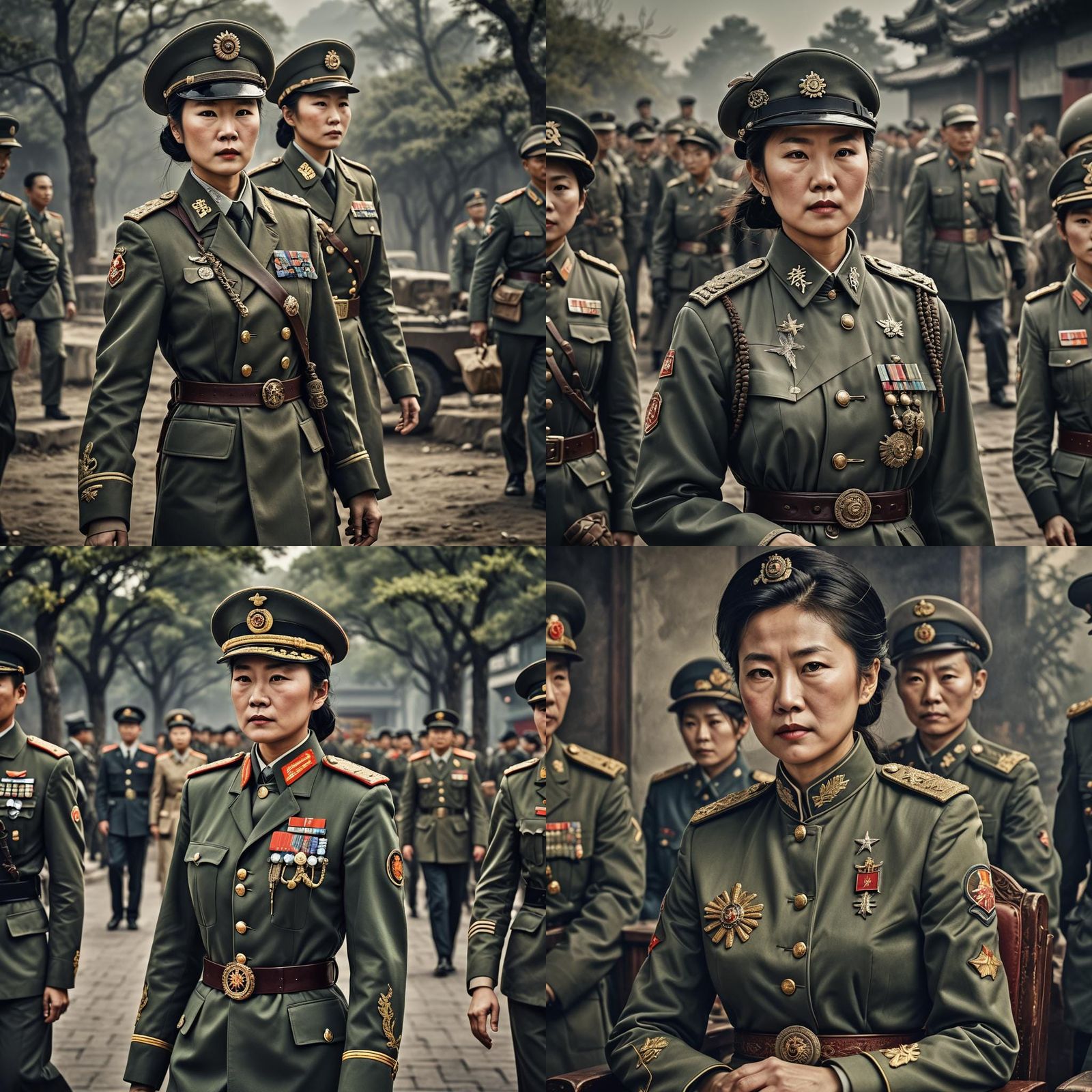 Hyperrealistic Chinese Female General in Uniform
