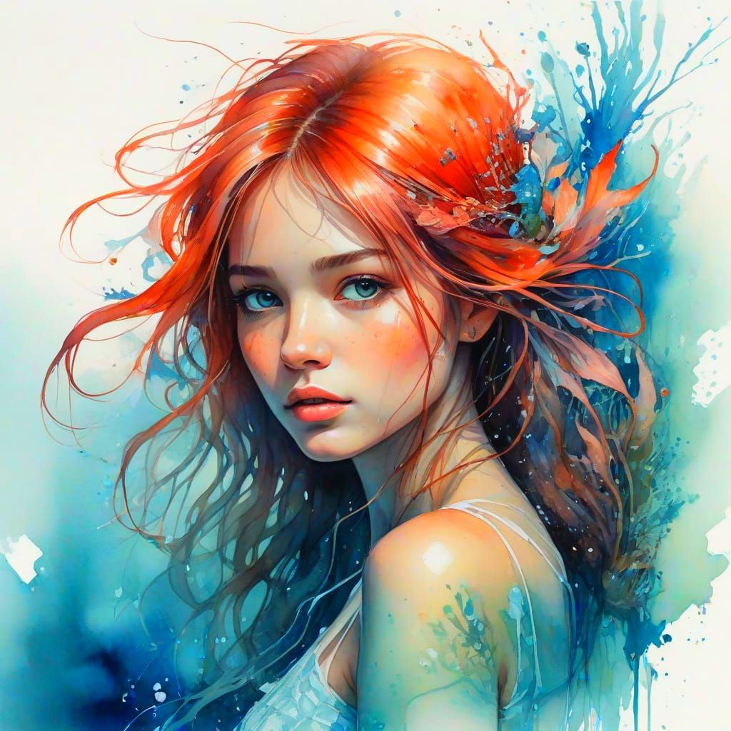 Enchanted Underwater Realm with Mermaid in Bioluminescent Co...