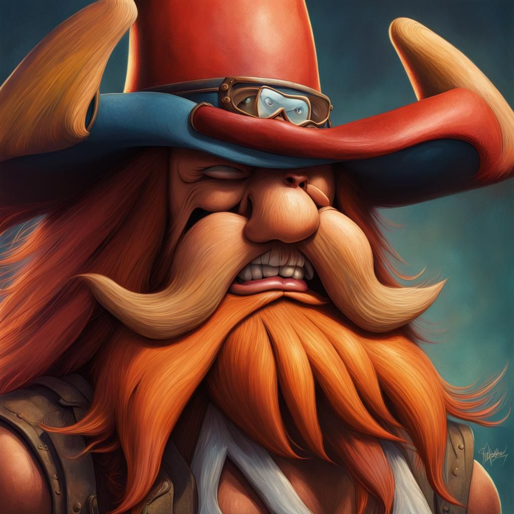 Hyperrealistic Yosemite Sam Splash Art Portrait