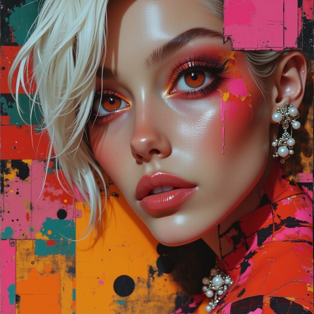 Seductive Woman Portrait with Neon Eyes