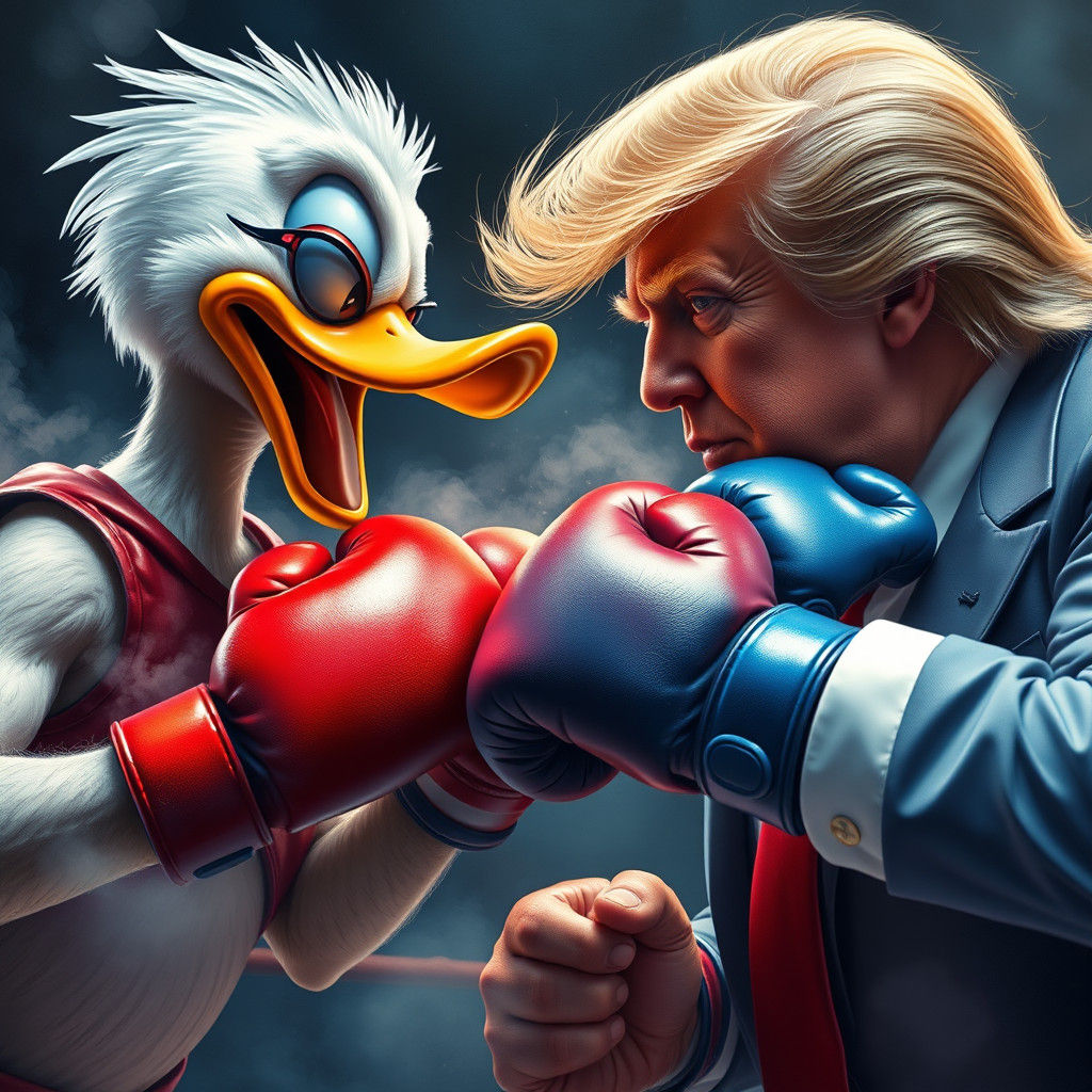 Ethereal Boxing Showdown: Donald Duck and Donald Trump Clash...