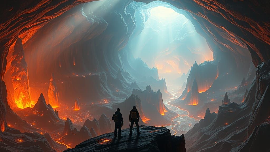 Colossal Subterranean World with Glowing Crystal Forests