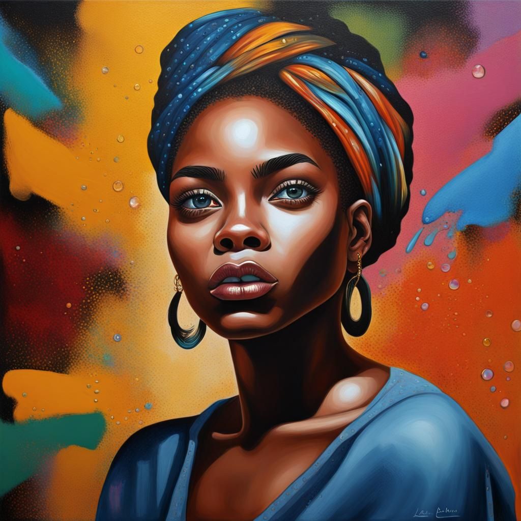 Colorful Portrait of Black Woman with Crystal Eyes