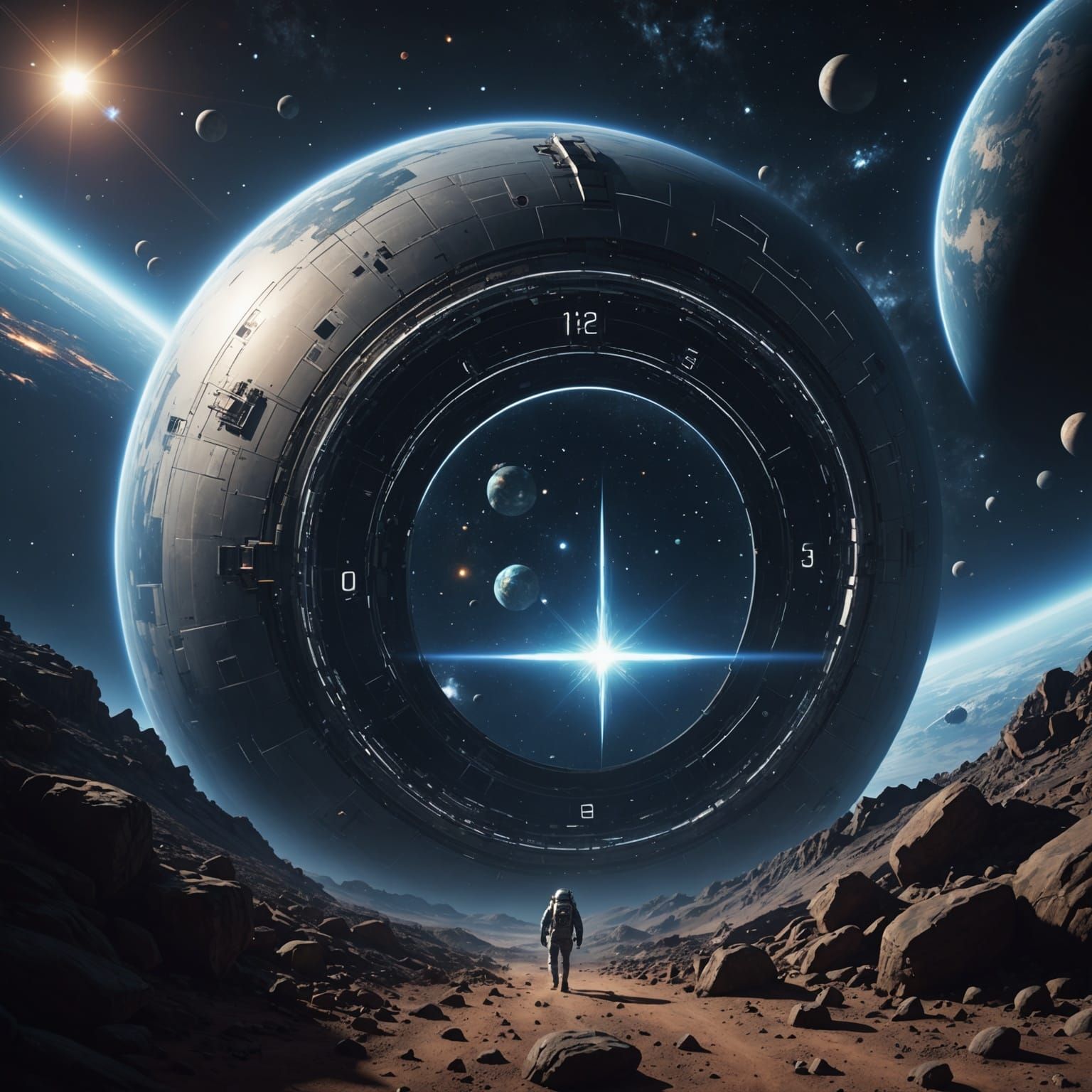 Stars and Repeating Numbers in 3D Cinematic Style