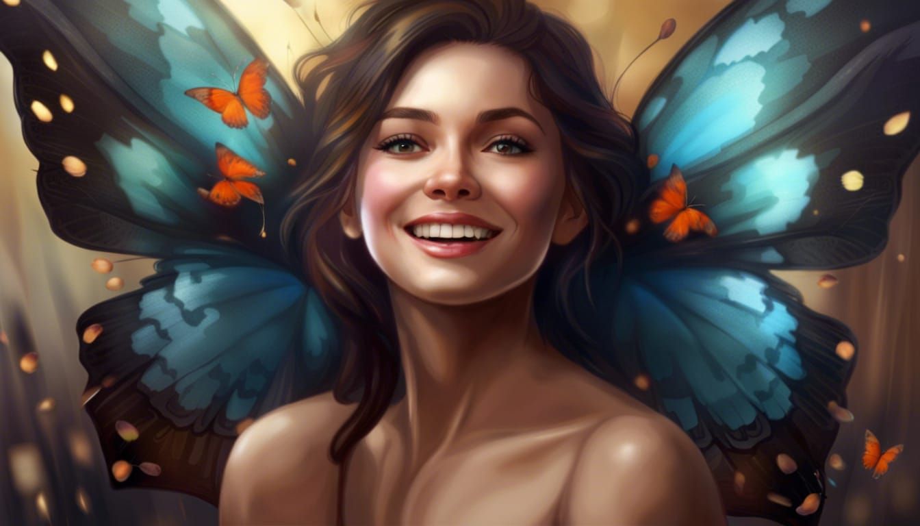 Butterfly Woman Hyperrealistic Splash Art
