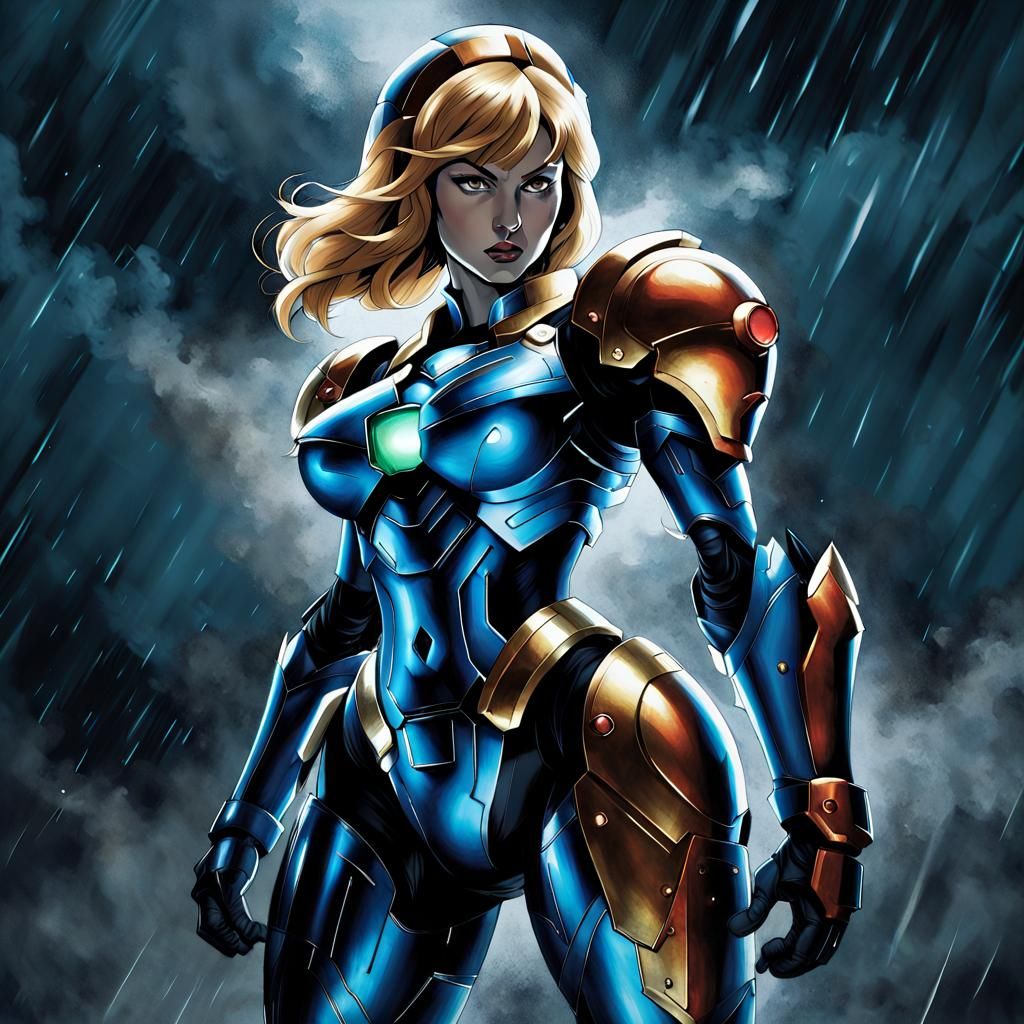 Samus Aran in Powerful, Dark, Hyper-Realistic Pinup