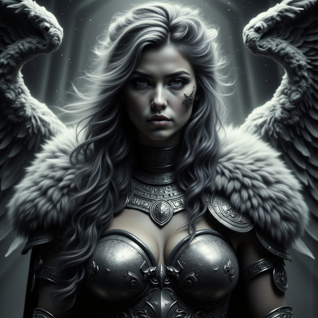 Legendary Warrior Armor Illuminated by Light Beams