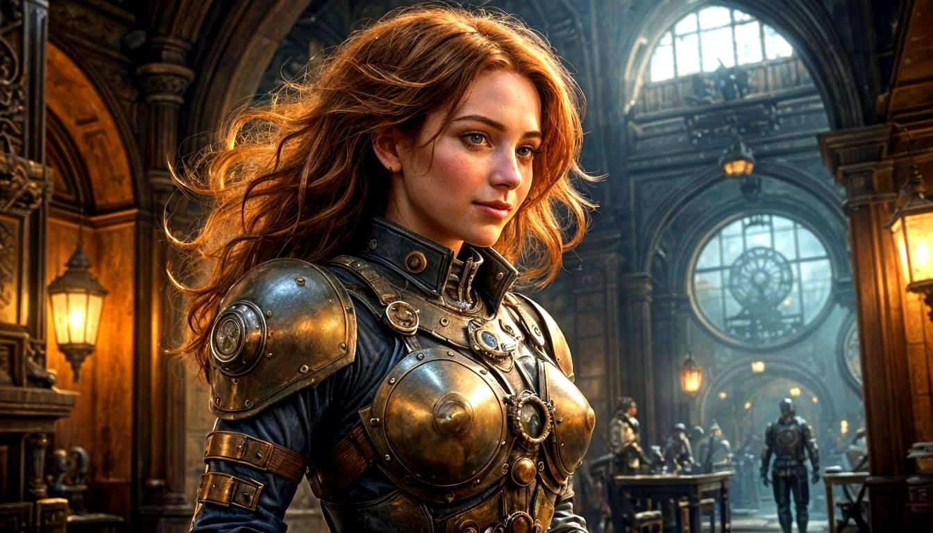 Steampunk Girl with Bioshock Dad in Detailed Digital Art