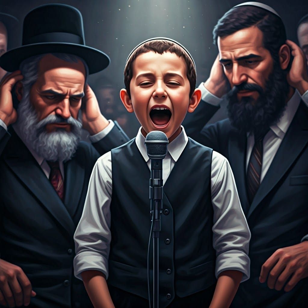 Ecstatic Young Hasidic Boy Shines Under Spotlight