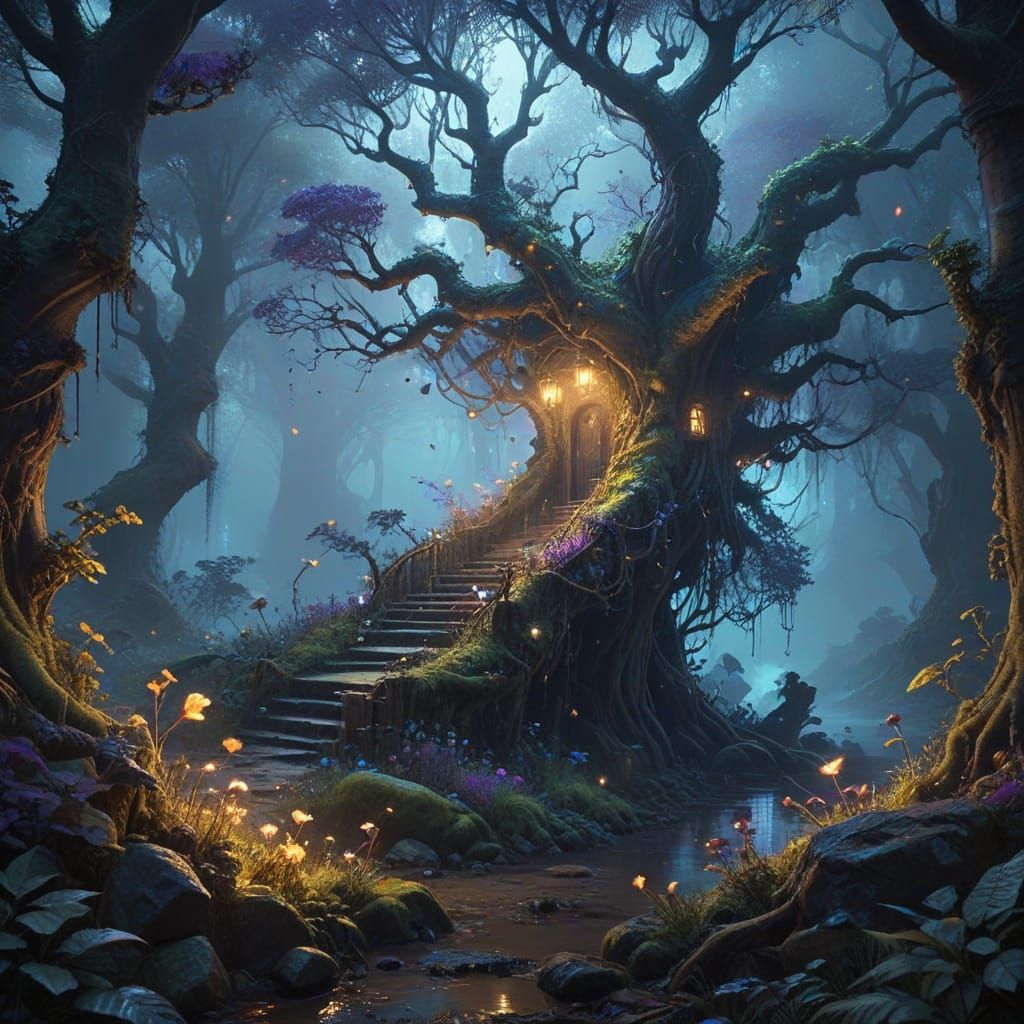 Ethereal Fantasy Realm in Dreamlike Watercolor