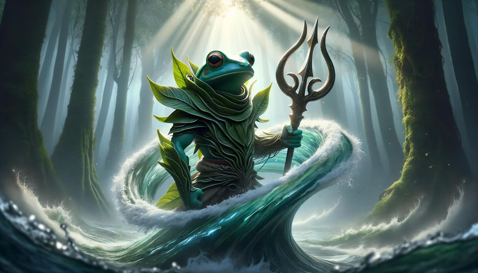 Frog Soldier Ascends in Magical Waterspout