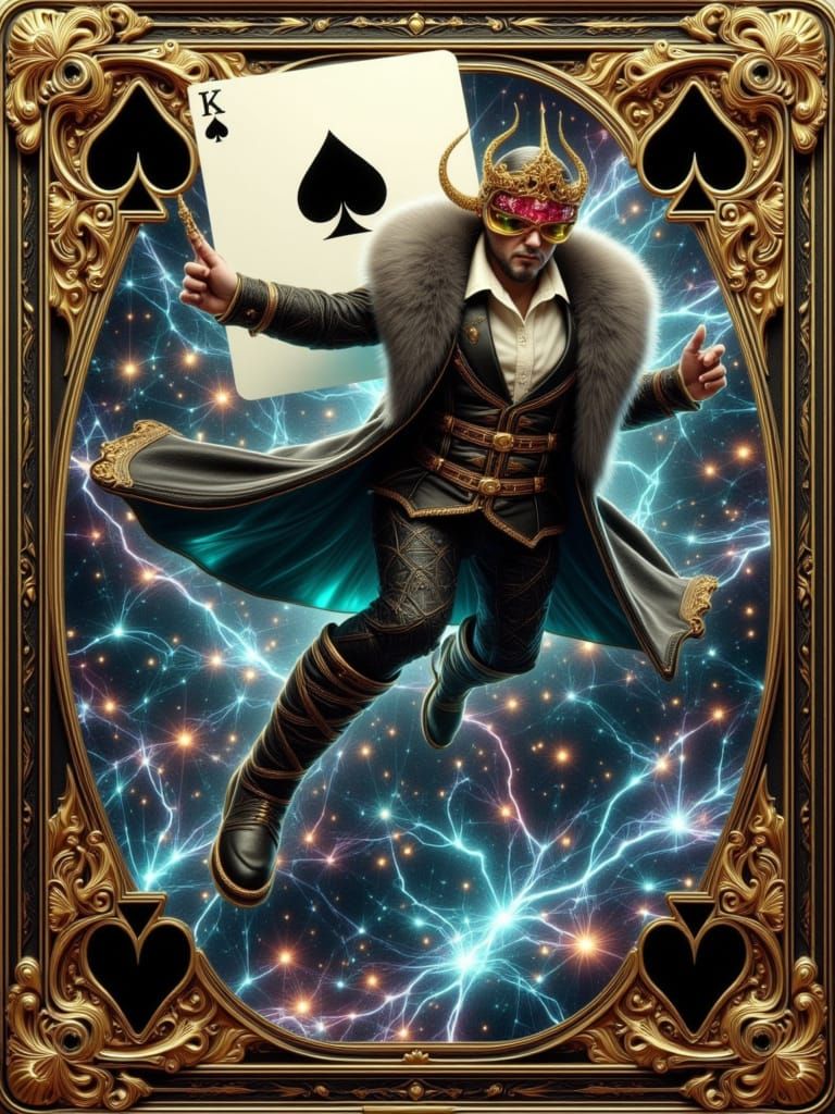 Steampunk King Grabs Scepter in Holographic Watercolor