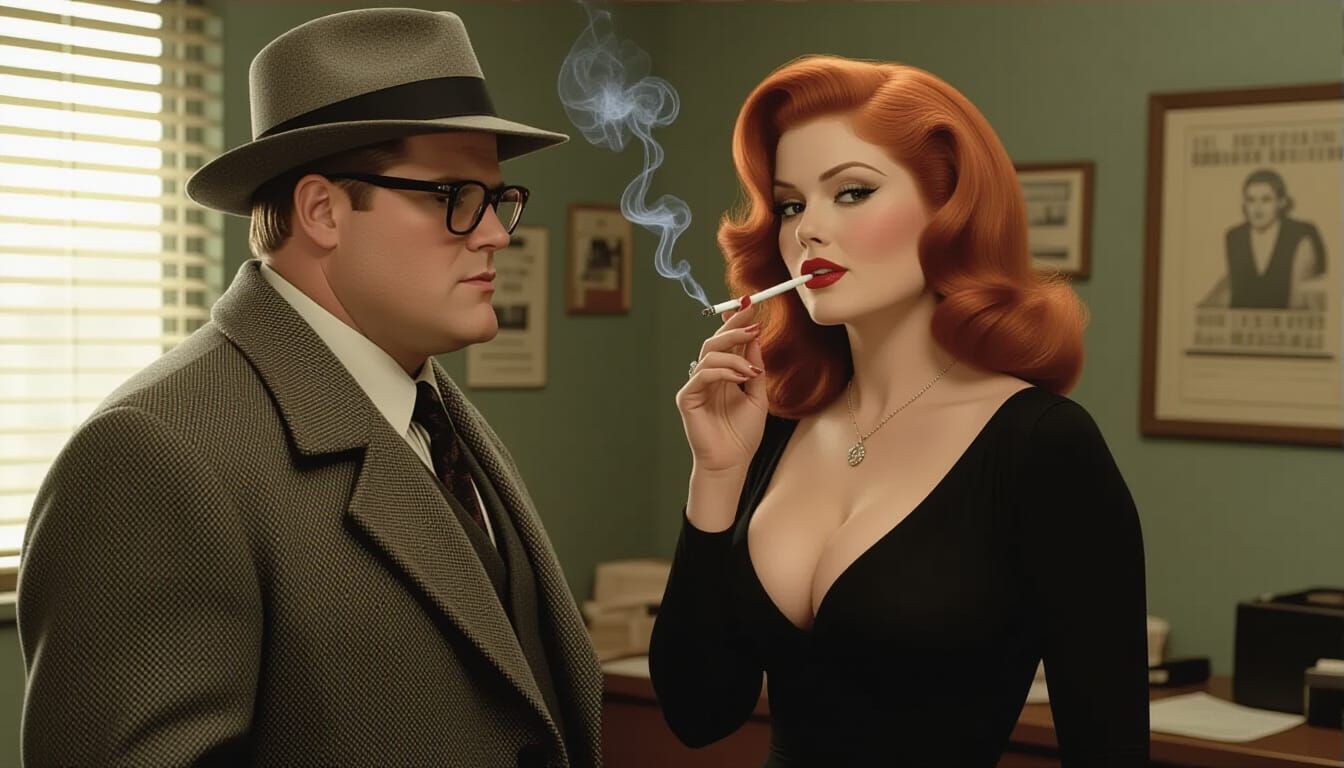 Detective Meeting Femme Fatale in Luis Royo Style