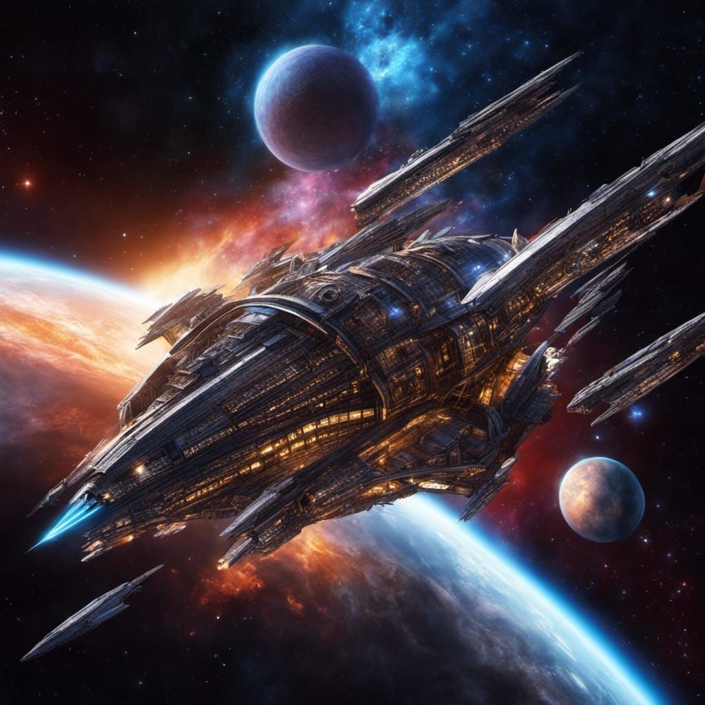 Gothic Cathedral Spaceship in Hyperspace, Anime Style