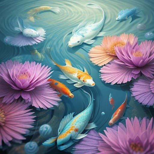 Koi Fish Spirit Swims in Dreamy Pastel Light