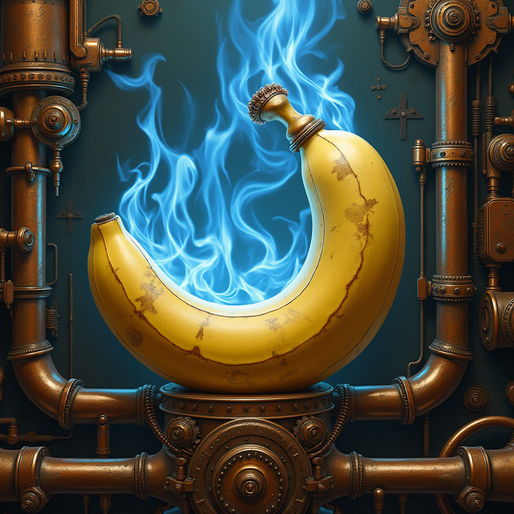 Steampunk Banana Flambé in a Swirling Vortex