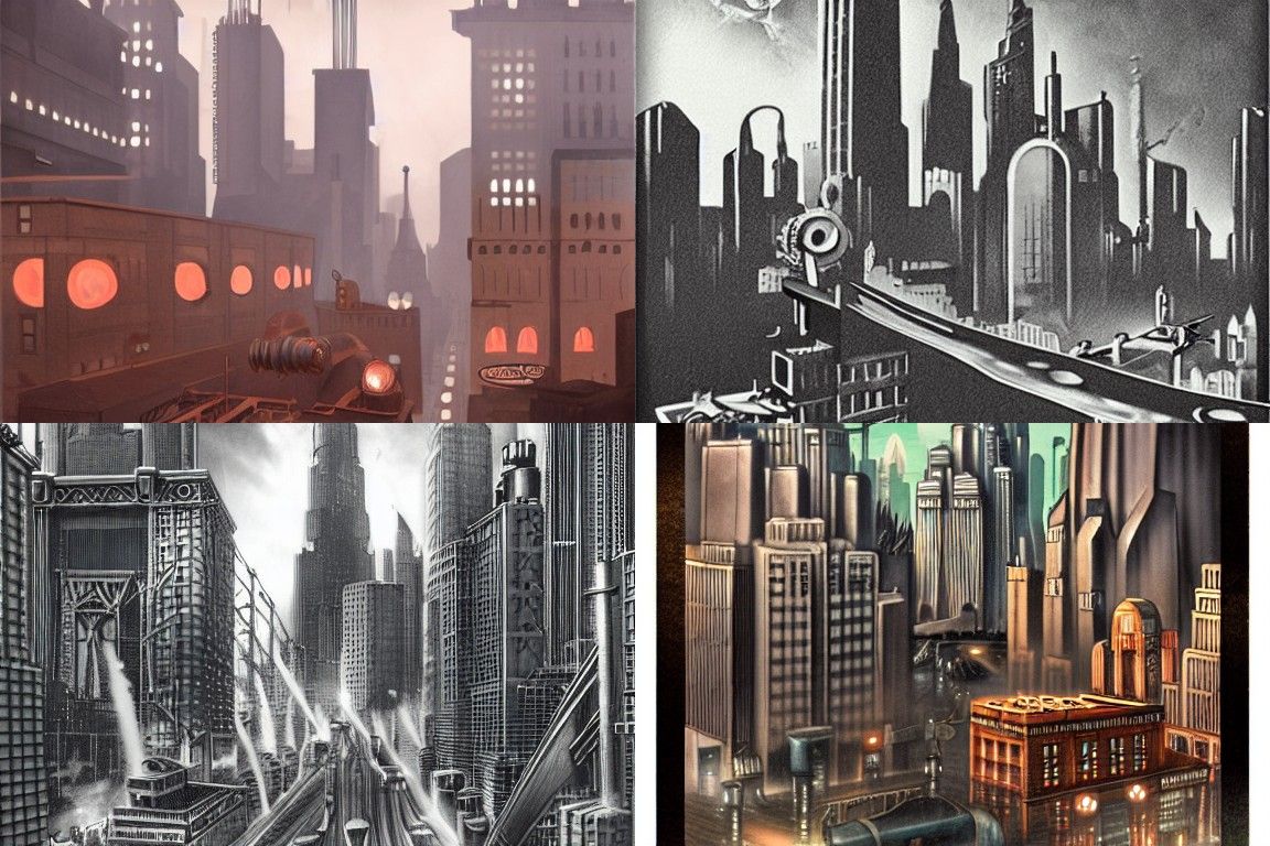 1920s Dieselpunk Cityscape Art