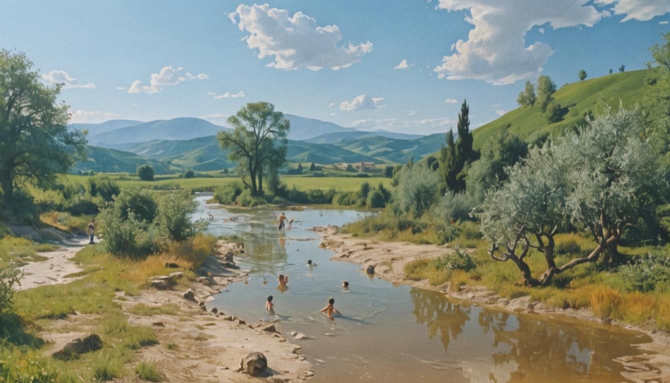 Surreal River Scene Inspired by Salvador Dali