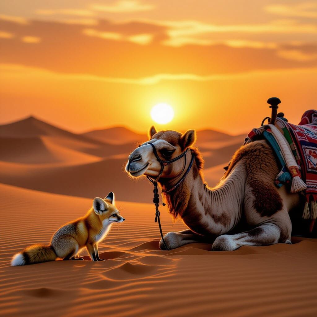 Sahara Caravan: Sunset Companions in the Desert