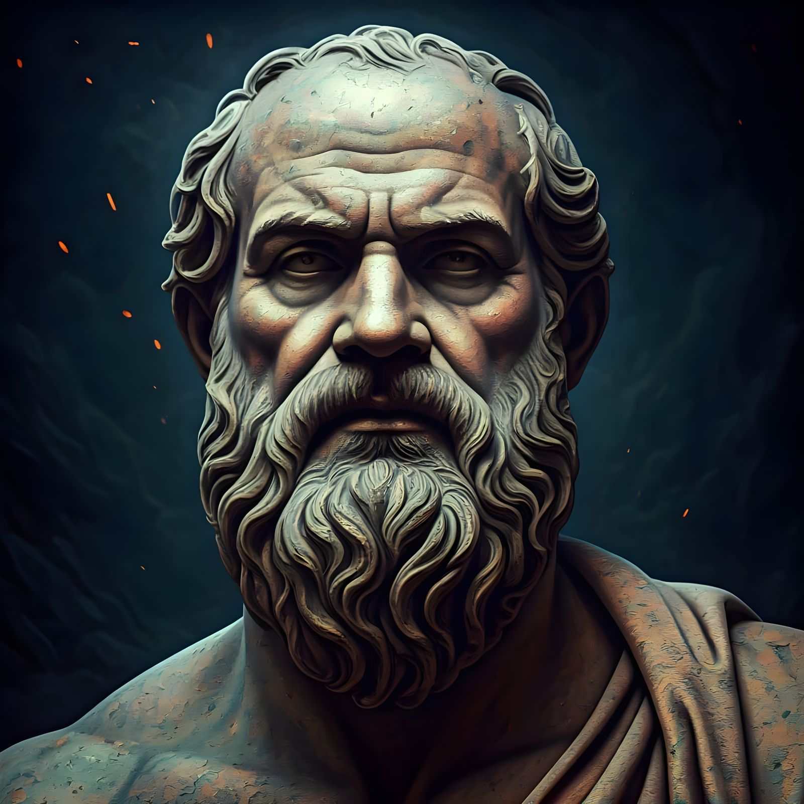 Ancient Greek Philosopher in Dramatic Chiaroscuro