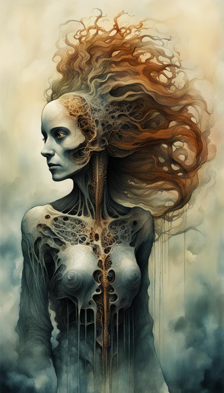 Biomechanical Woman in Surrealist Style