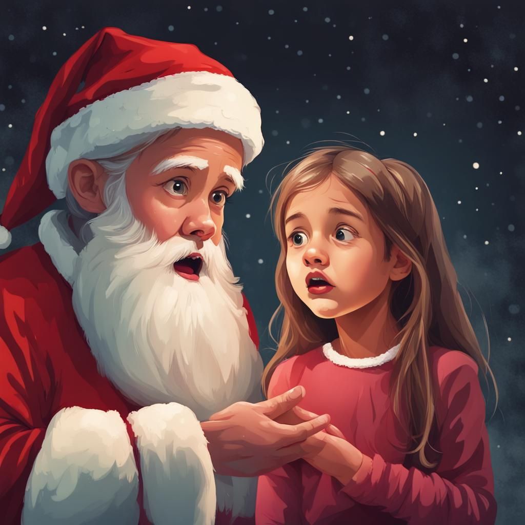Little Girl Discovers Santa Truth with Sister