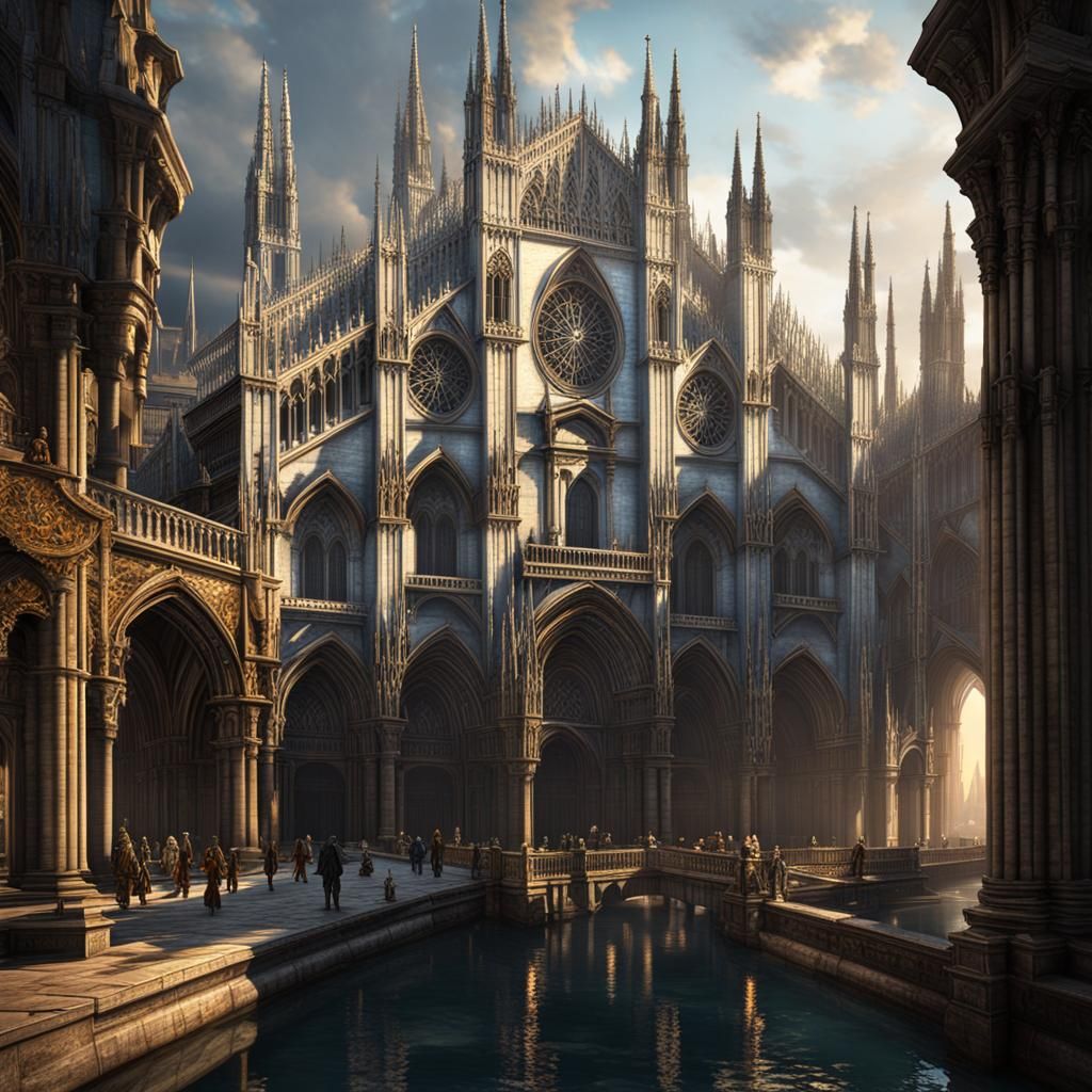 Milan Cathedral as Anor Londo in Dark Fantasy Style