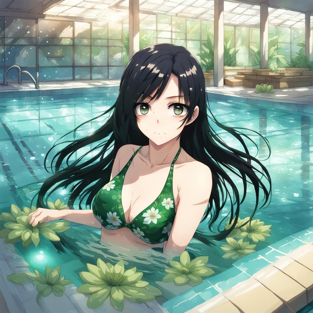 Girl Swimming in Pool, Anime Key Visual