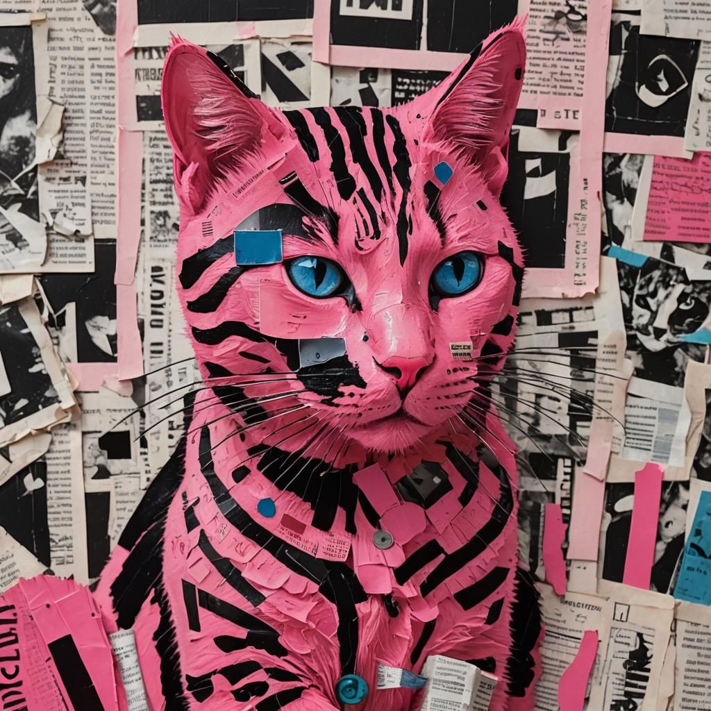 Pop art cat silkscreen printing Robert Rauschemberg style