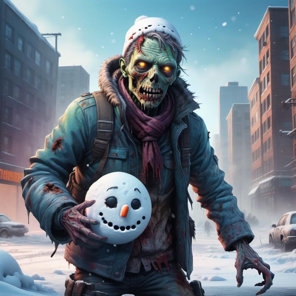 Hyperrealistic Zombie Builds Snowman in Post-Apocalyptic Win...