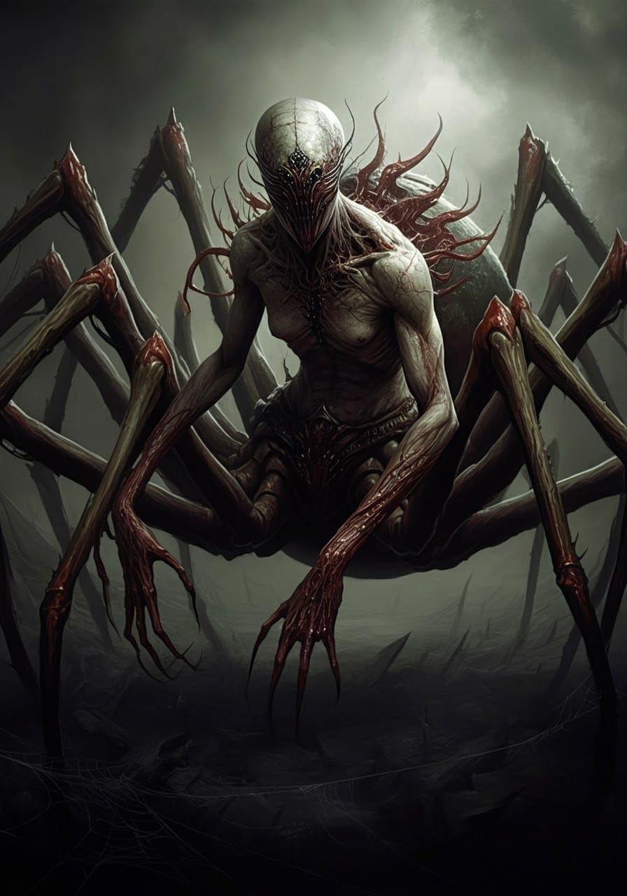 Terrifying Spider Creature in Dark Fantasy Style