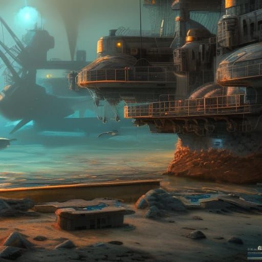 Underwater Military Base in Detailed Matte Painting