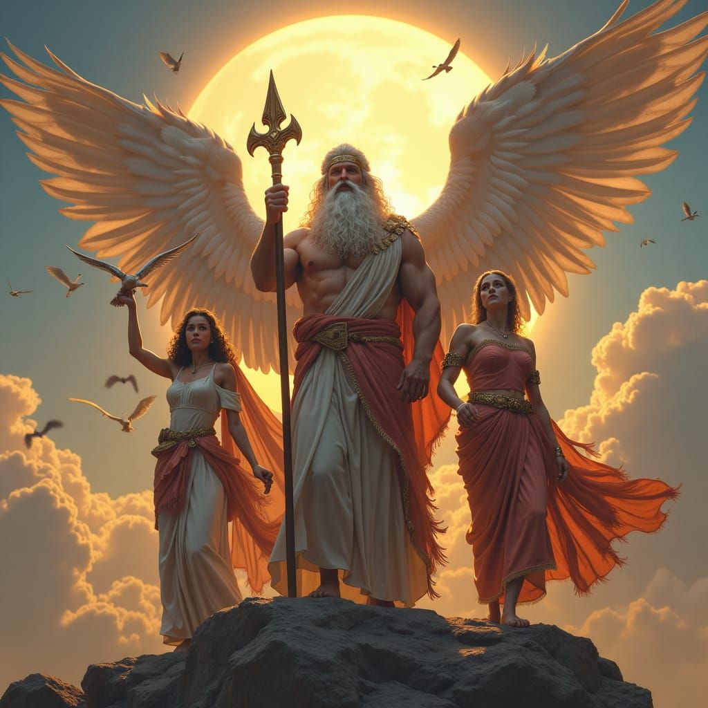 Zeus, Athena, and Gatot Kaca in Heroic Fantasy Art