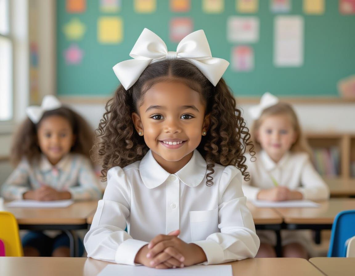 Attentive Girl in First Grade: Hyperrealistic Portrait