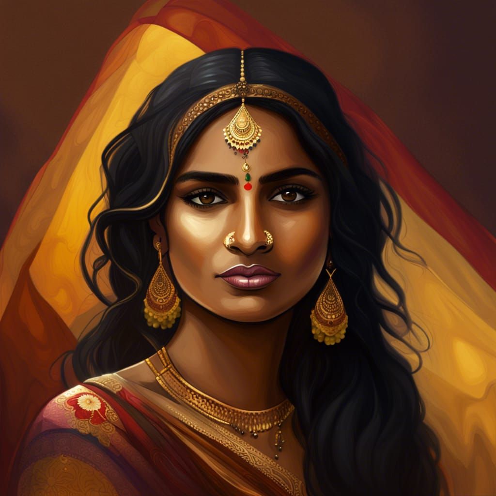 Exotic Indian Woman in Detailed Matte Painting