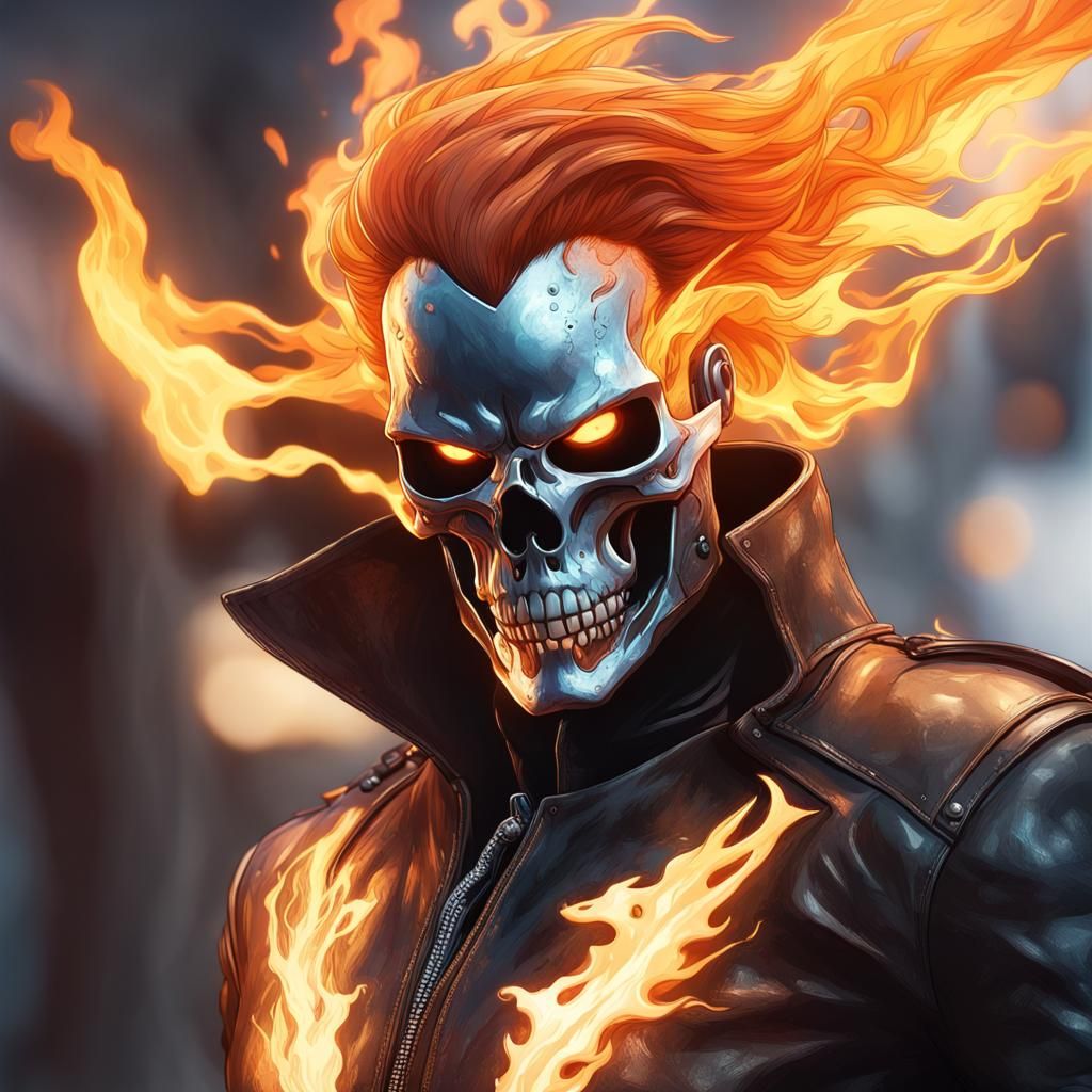 Ghost Rider Portrait in Hyperdetailed Style