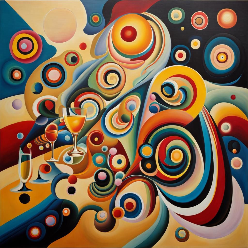 Champagne Supernova: Surreal Abstract Oil Painting