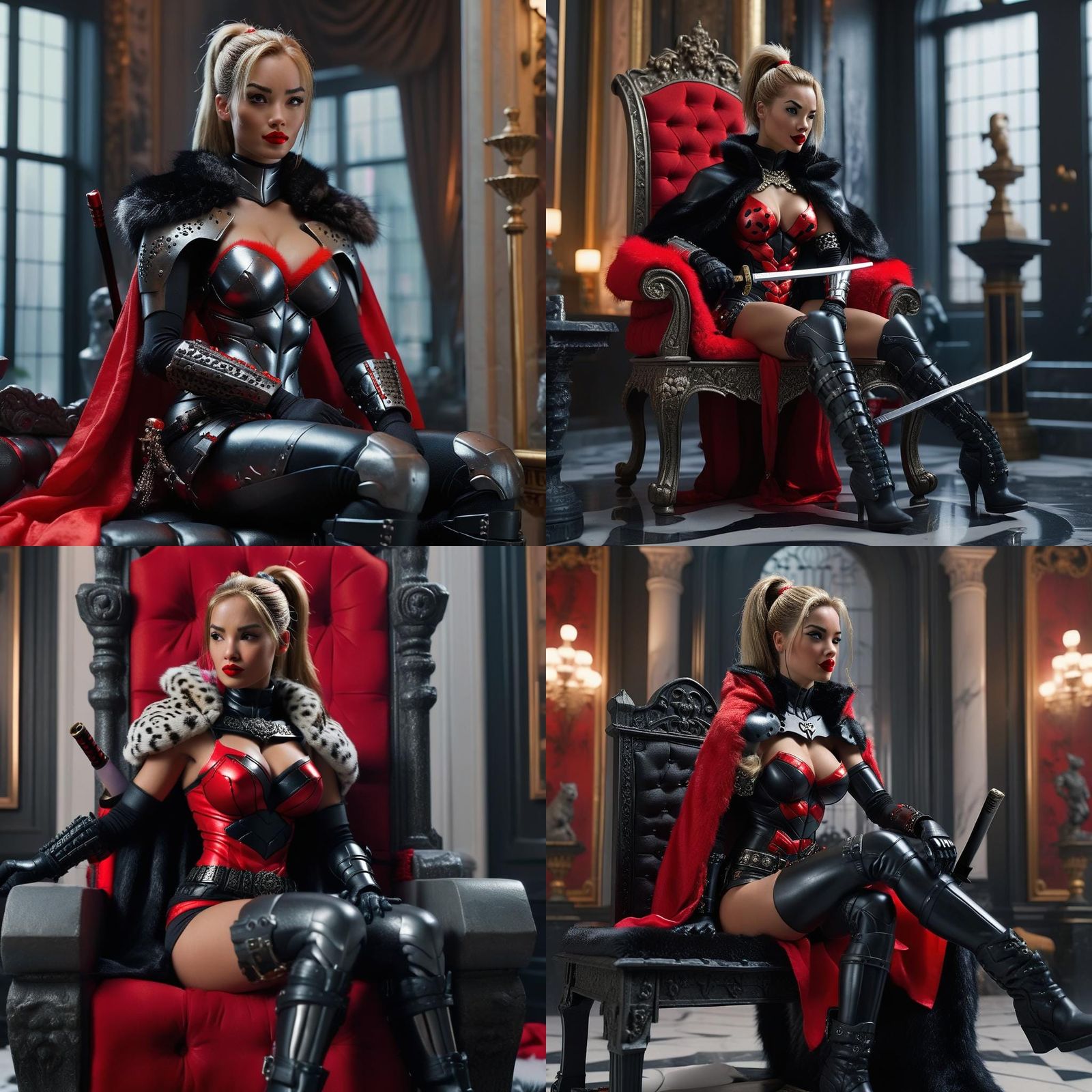 Deathstroke Barbie on Gotham Throne: Cinematic Digital Art