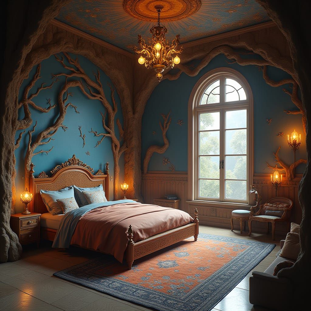 Luxury Fantasy Bedroom with En-Suite Bathroom in a Dreamlike...
