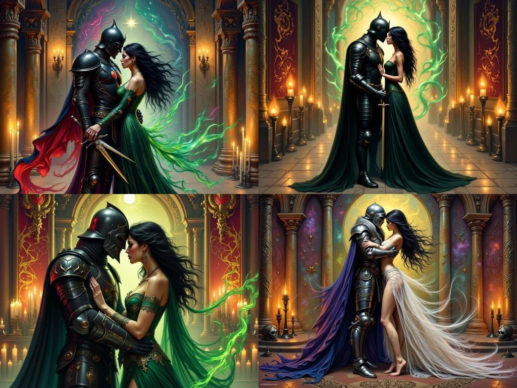 Black Knight and Morgan le Fay's Enchanting Embrace