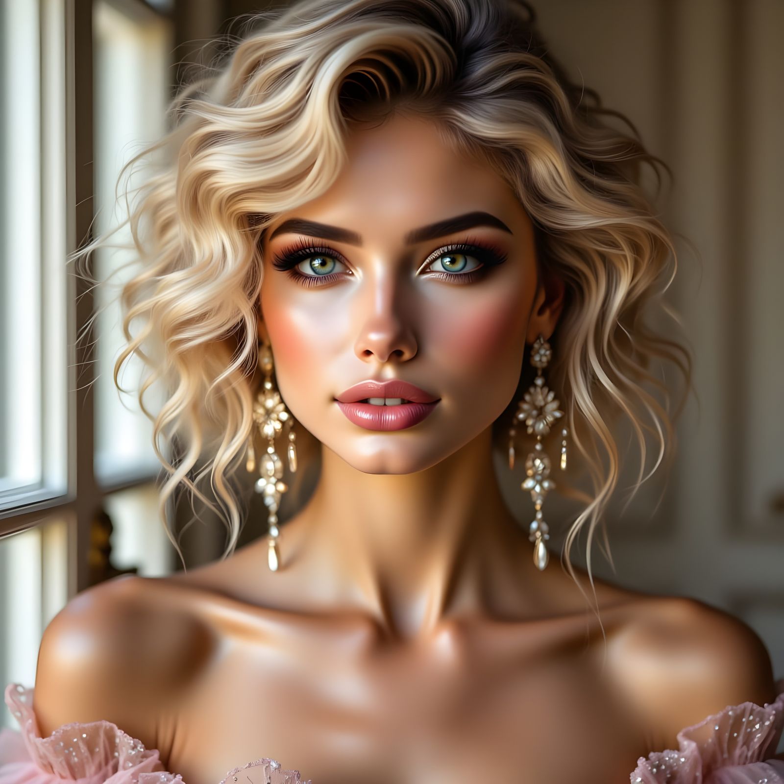 Elegant Portrait of a Woman with Vintage Hollywood Style