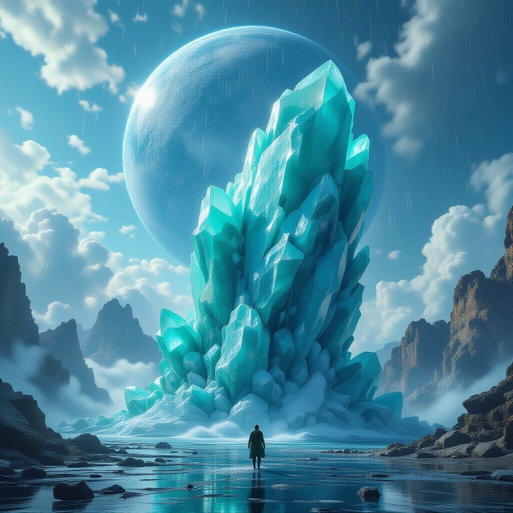 Colossal Amazonite on Alien Planet Under Ice Moon