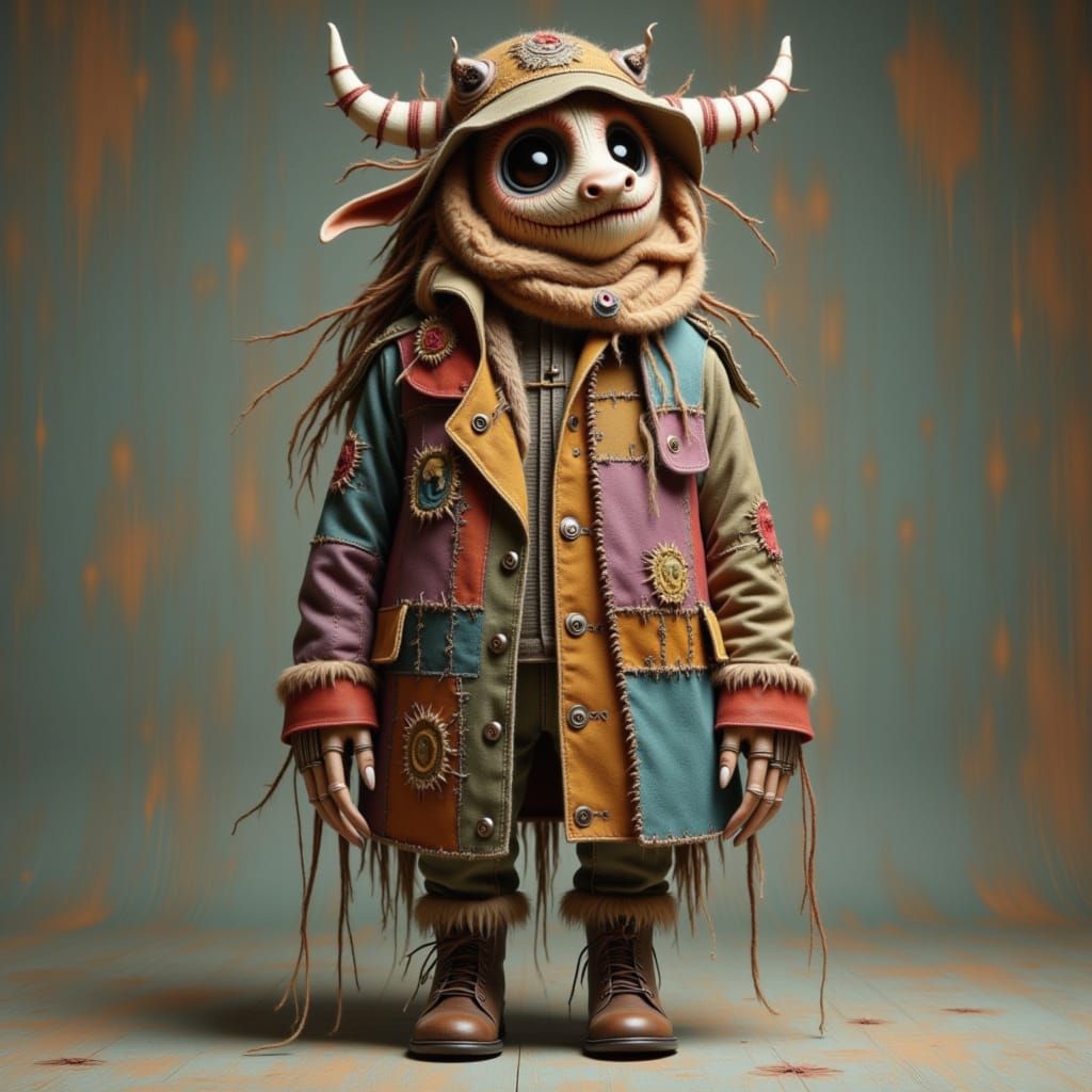 Baroque Quirky Coat of Many Colors in Vibrant Stitches