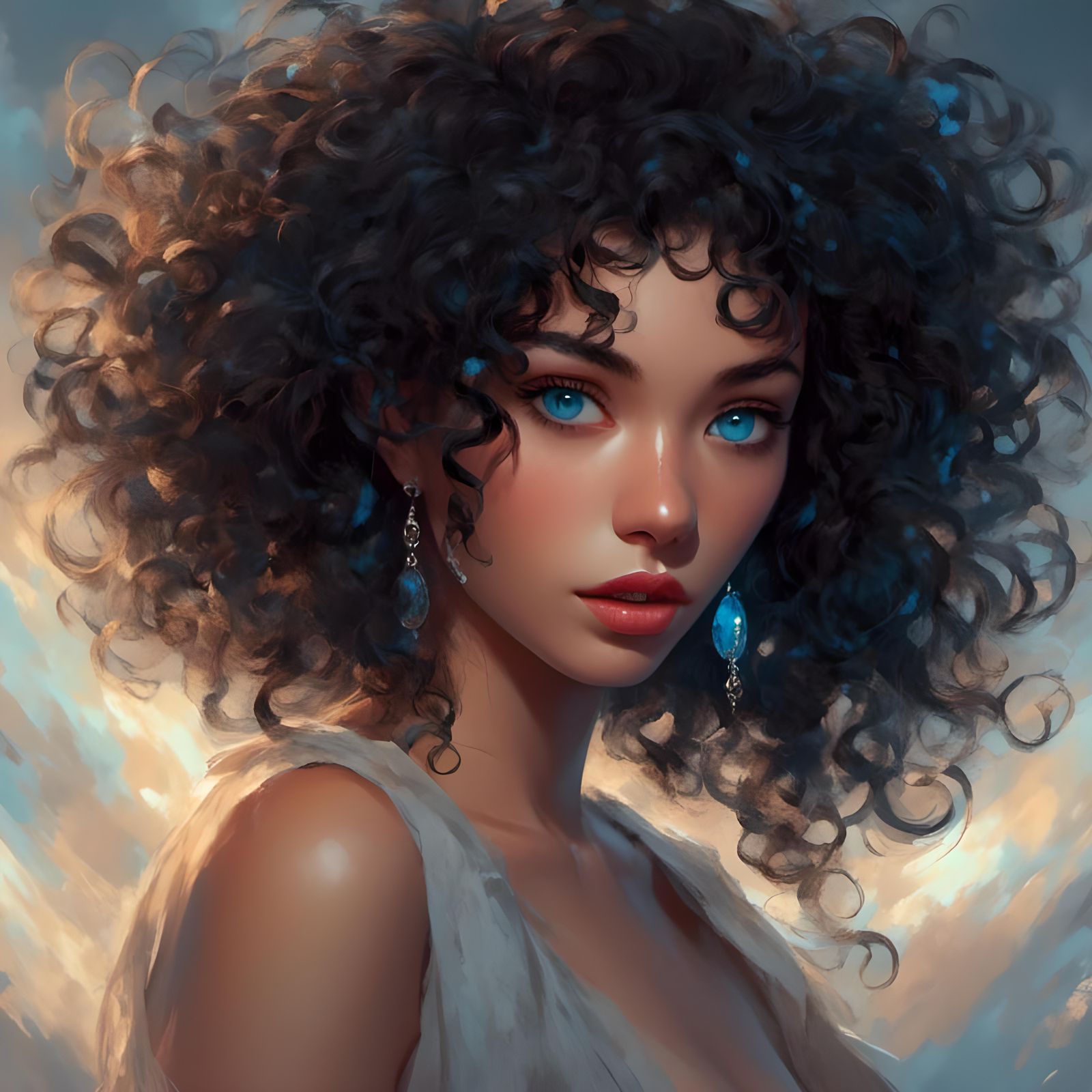 Striking Portrait of a Woman with Blue Eyes