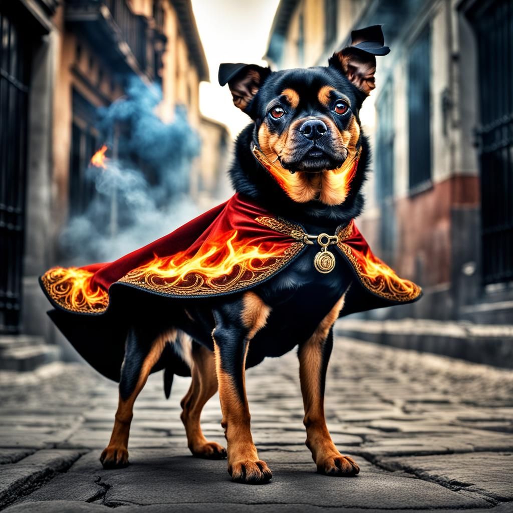 Brave Miniature Pinscher Superhero: Paco in Boots