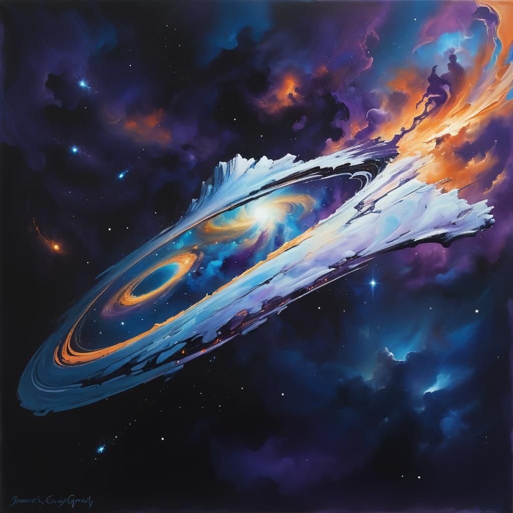 Surreal Cosmic Portal Double Exposure Oil Painting