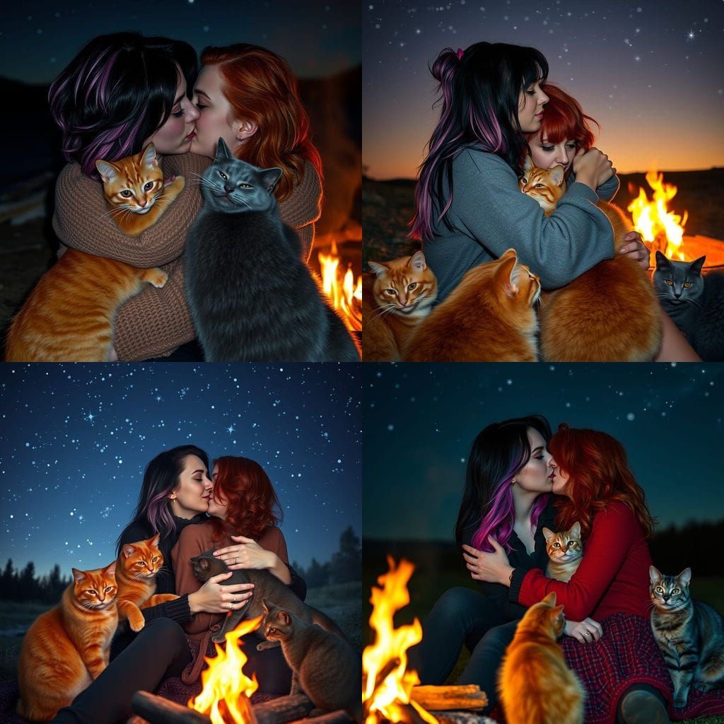 Realistic Photographic Portrait of Two Women Embracing