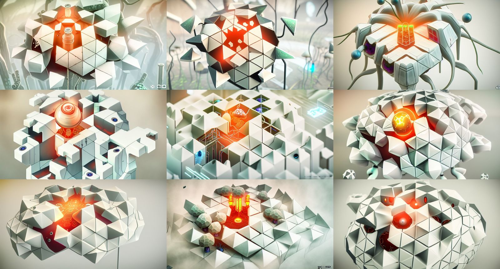 Eldritch Biopunk Cyber Plant in Geometric Style