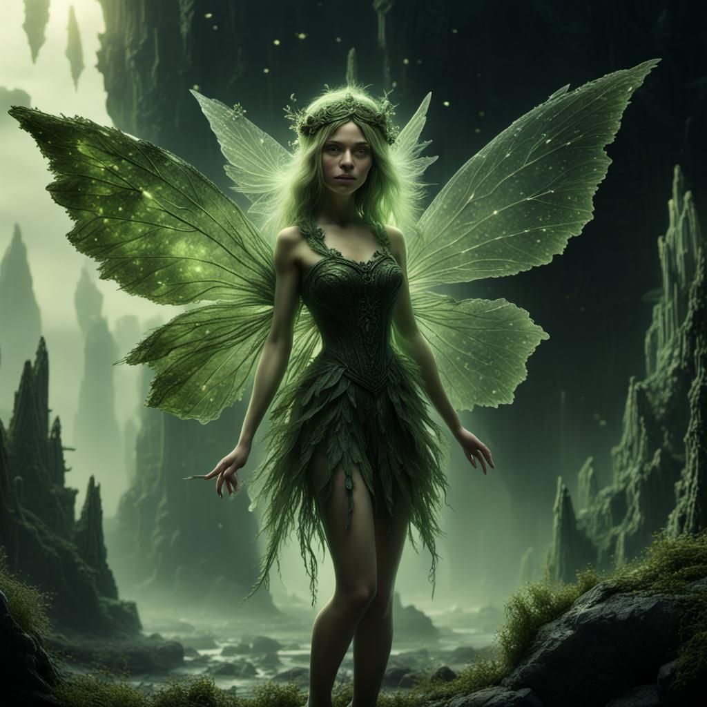 Moldavite Crystal Fairy in Digital Matte Painting