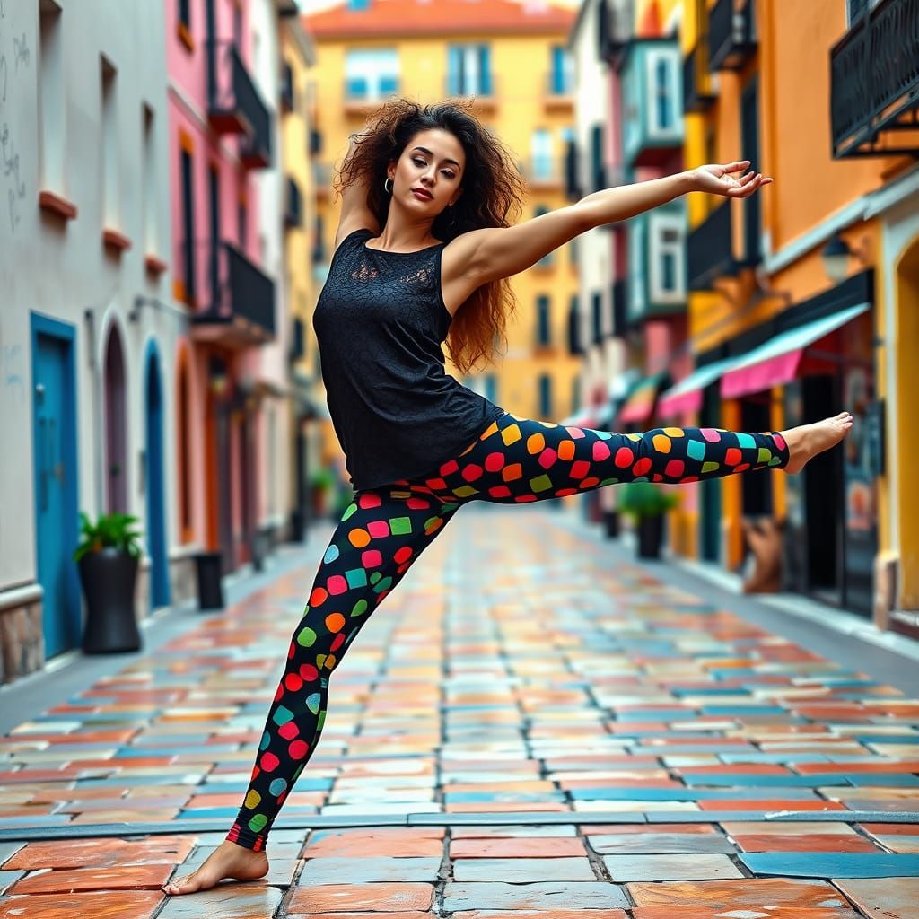 Dynamic Yoga Pose in Abstract Expressionist Cityscape